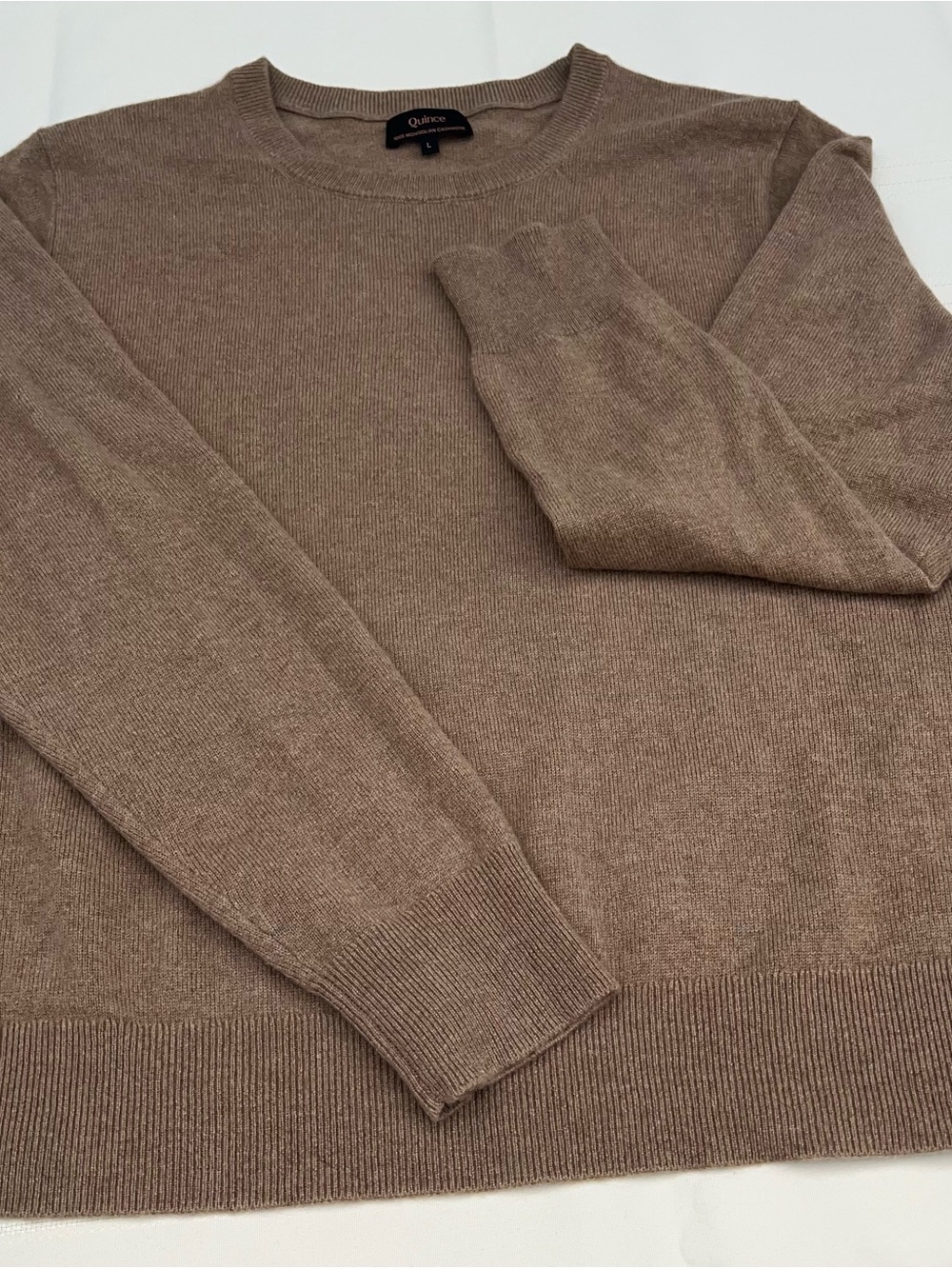 Quince Mongolian Cashmere Crewneck Sweater Women L Teak Brown 100% Cashmere - Picture 3 of 10